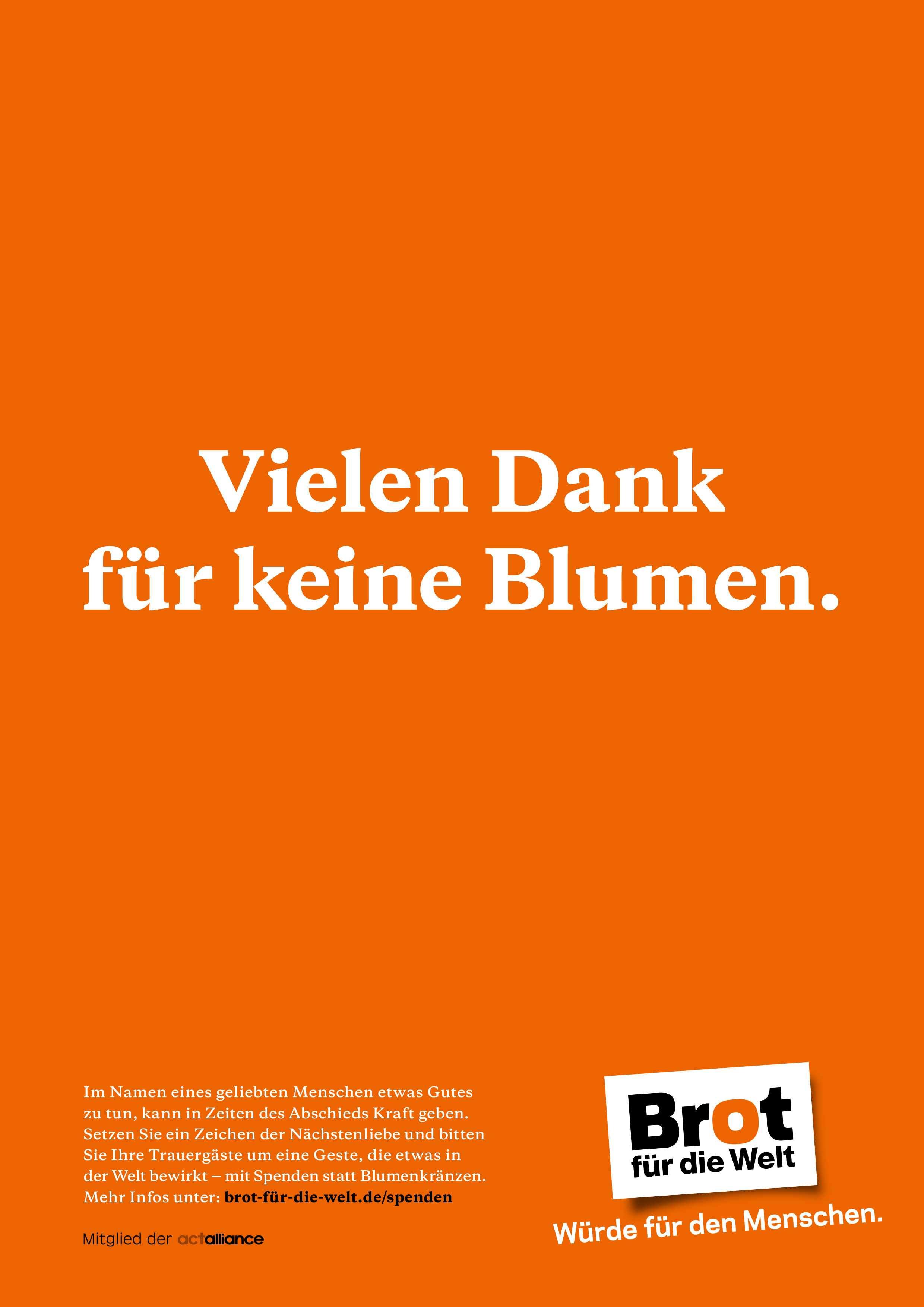 Plakat „Danke für keine Blumen“